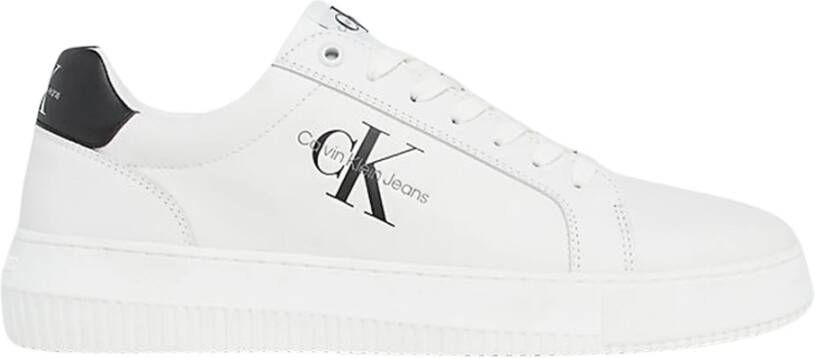 Calvin Klein Chunky Cupsole Mono Lederen Sneakers White Heren