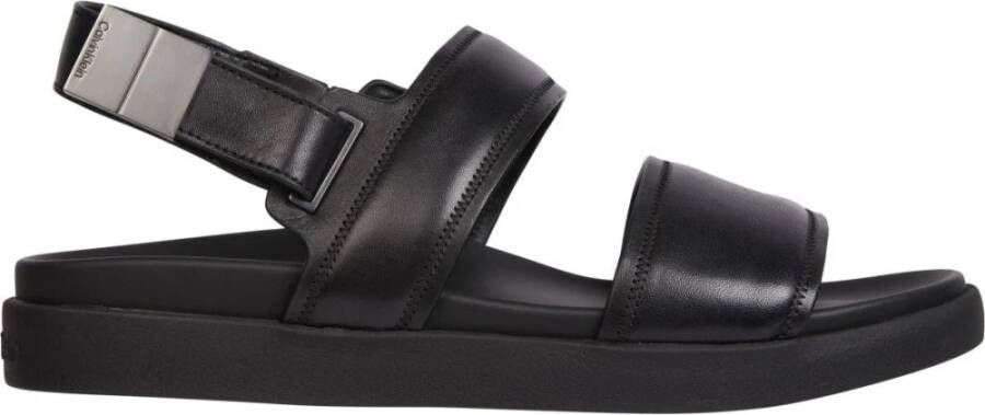 Calvin Klein Stijlvolle Zwarte Leren Herensandalen Black Heren