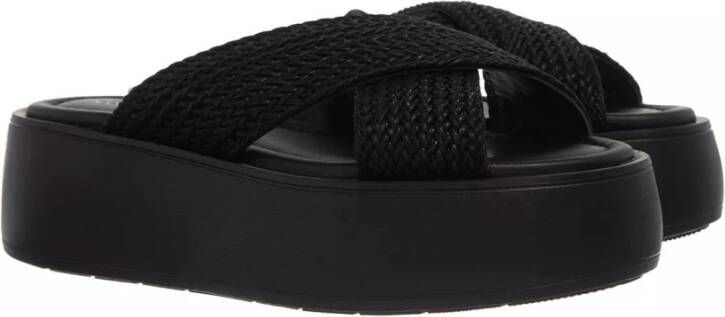 Calvin Klein Geweven Slide Zwarte Plateau Sandaal Black Dames