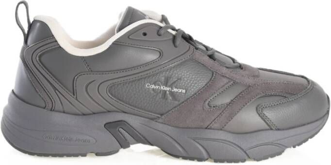 Calvin Klein Grijze leren sneakers Gray Heren