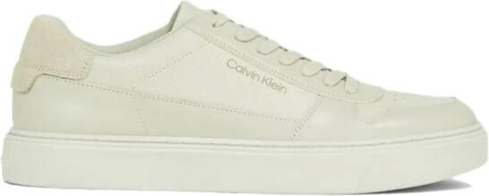 Calvin Klein Grijze Vetersneakers Rubberen Zool Beige Heren