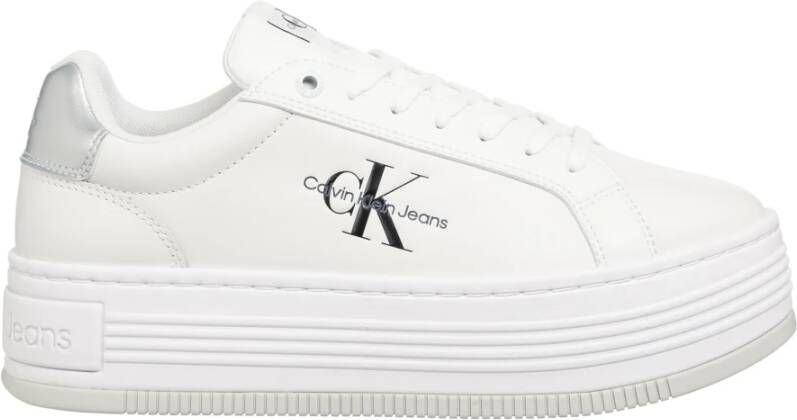 Calvin Klein Jeans Eenvoudige Vetersneakers White Dames