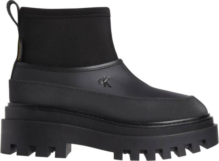 Calvin Klein Jeans Lage Flatform Zwarte Regenlaarzen Black Dames