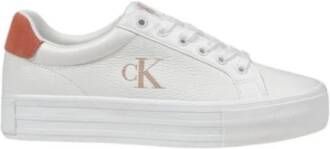 Calvin Klein Jeans Leren Dames Sneakers Lente Zomer Collectie White Dames