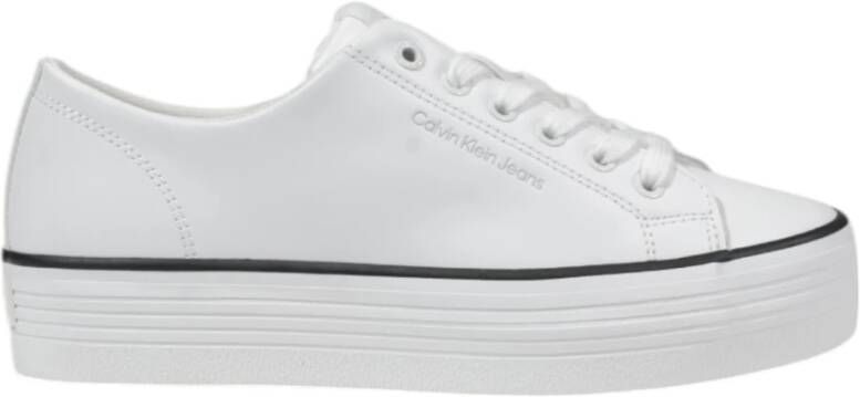 Calvin Klein Jeans Leren Dames Sneakers Lente Zomer Collectie White Dames