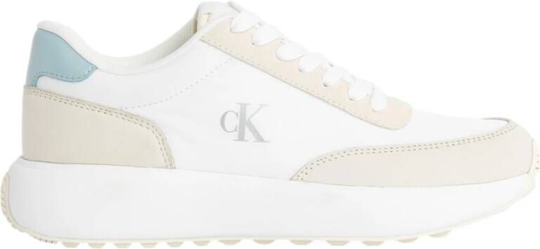 Calvin Klein Jeans Leren Damessneakers Lente Zomer Collectie Beige Dames