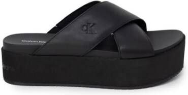 Calvin Klein Slippers FLATFORM CROSS MG UC plateau zomerschoen pantoffels met kruisverband