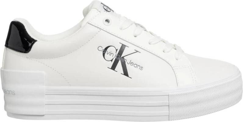 Calvin Klein Jeans Witte Casual Leren Sneakers oor rouwen White Dames