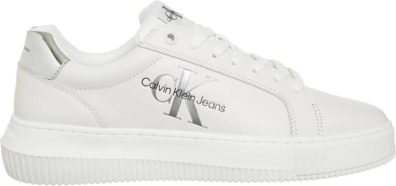 Calvin Klein Witte Polyester Sneaker met Contrasterende Details White Dames