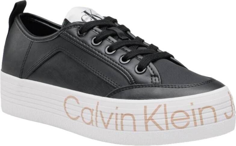 Calvin Klein Jeans Zwarte Casual Leren Dames Sneakers Black Dames