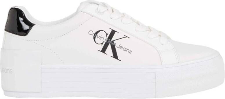 Calvin Klein Jeans Witte Casual Leren Sneakers oor rouwen White Dames