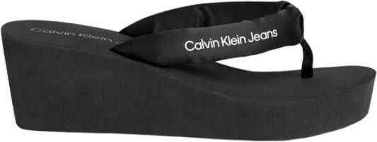 Calvin Klein Jeans Zwarte Casual Textiel Dames Sandalen Black Dames