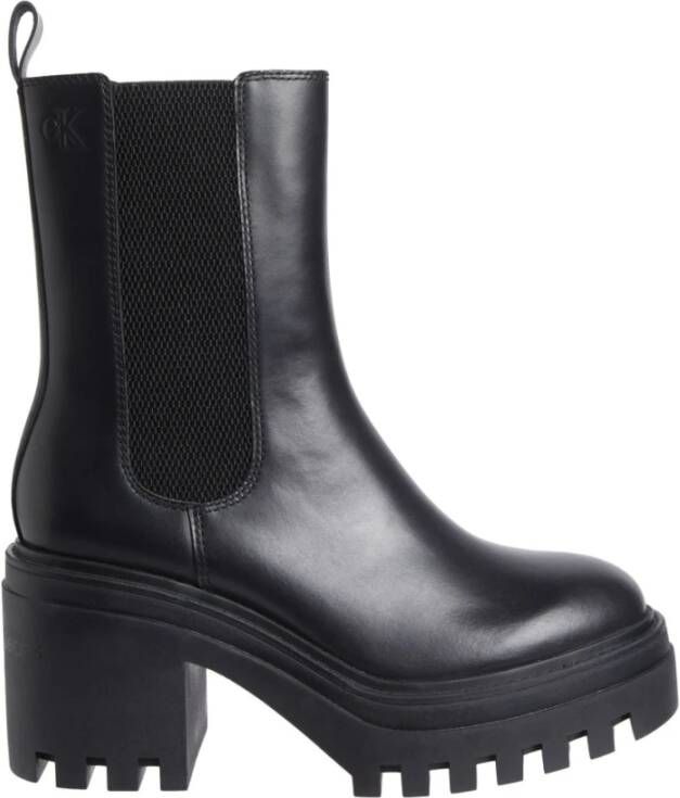 Calvin Klein Jeans Zwarte Chunky Heeled Chelsea Enkellaarzen Black Dames