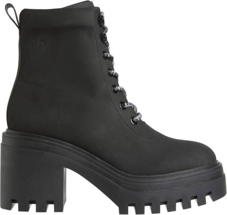 Calvin Klein Jeans Zwarte Chunky Heeled Rits Enkellaarzen Black Dames