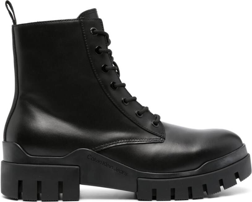 Calvin Klein Jeans Boots van leer met labeldetails model 'COMBAT'