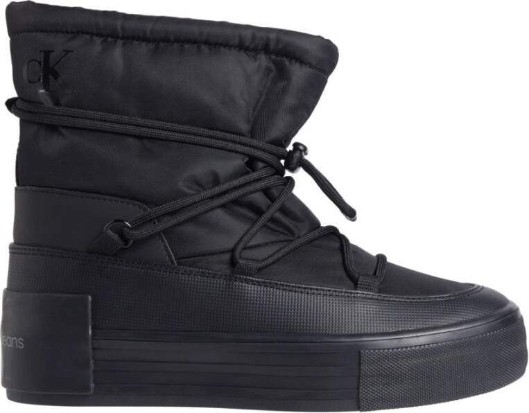 Calvin Klein Jeans Zwarte Flatform Sneeuw Enkellaarzen Black Dames