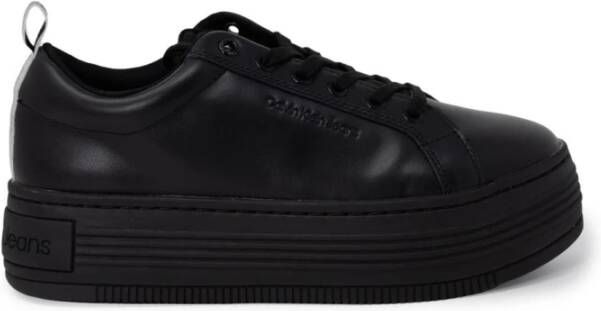 Calvin Klein Jeans Zwarte Leren Sportieve Sneakers Black Dames