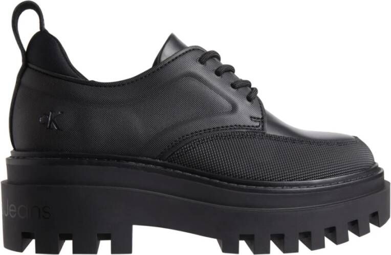 Calvin Klein Jeans Laceup Flatform Schoenen Collectie Samenstelling Black Dames