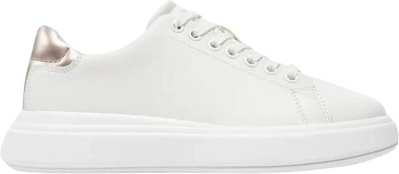 Calvin Klein Leren Lace-Up Cupsole Sneakers White Dames