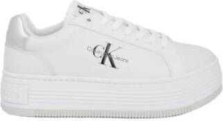 Calvin Klein Leren Sneakers met 4.5cm Hak Gray Dames