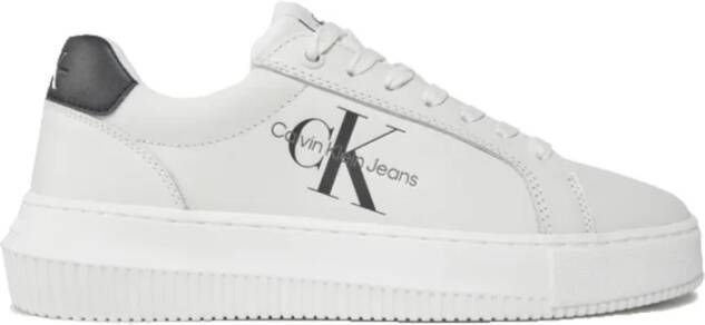 Calvin Klein Monochrome Leren Sneakers White Dames