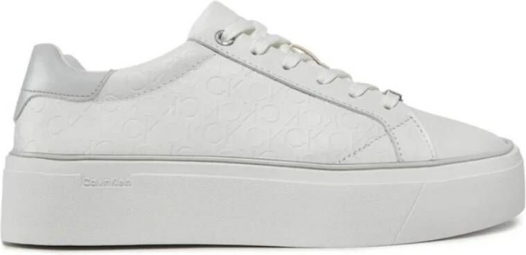 Calvin Klein Platform Lace-Up Sneakers Mono Mix White Dames