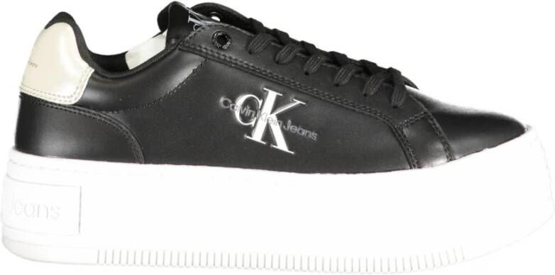 Calvin Klein Plateausneakers BOLD PLATF LOW LACE LTH ML MTL met zijlogo vrijetijdsschoen halve schoen veterschoen