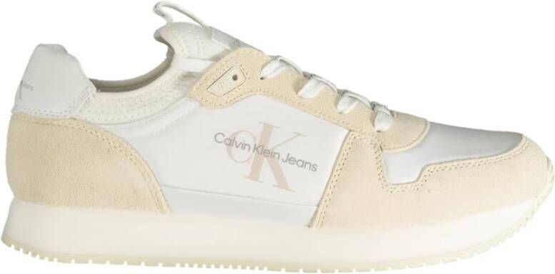 Calvin Klein Witte polyester sneakers met contrastdetails White Heren