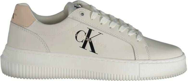 Calvin Klein Witte polyester sneakers met contrastdetails White Dames