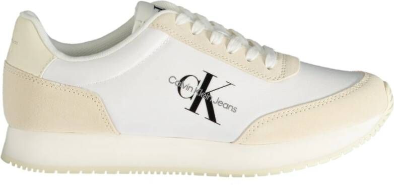 Calvin Klein Sportieve Beige Veterschoenen met Contrastdetails Beige