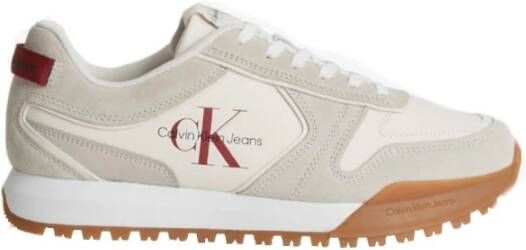 Calvin Klein Moderne Runner Sneakers met Onregelmatige Lijnen Beige Dames