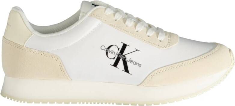 Calvin Klein Sportieve Beige Veterschoenen met Contrastdetails Beige Dames