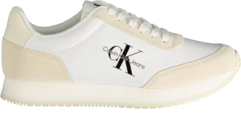 Calvin Klein Sportieve Beige Vetersneakers met Contrastdetails Beige Dames