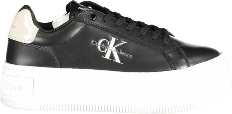 Calvin Klein Plateausneakers BOLD PLATF LOW LACE LTH ML MTL met zijlogo vrijetijdsschoen halve schoen veterschoen