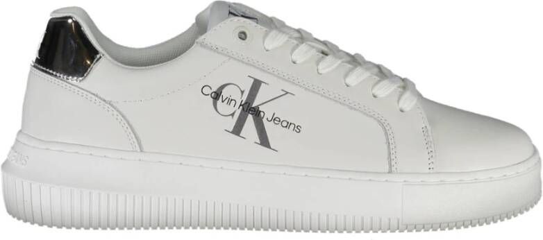 Calvin Klein Witte Polyester Sneaker met Contrasterende Details White