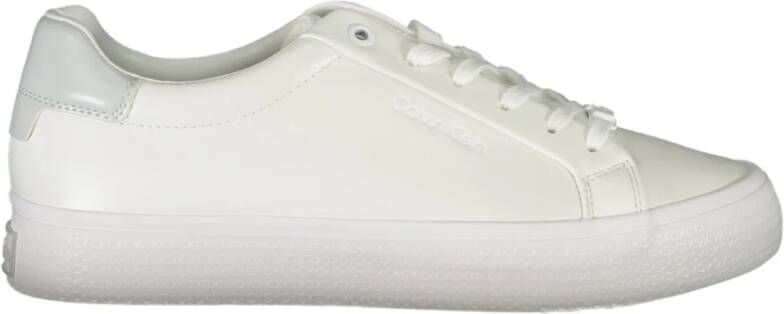 Calvin Klein Sportieve witte vetersneakers met contrastdetails White Dames