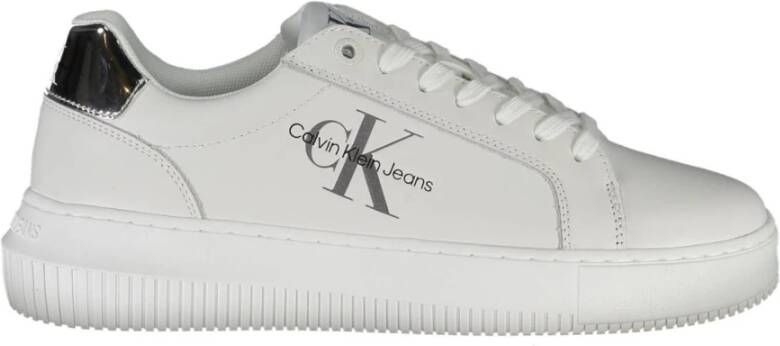 Calvin Klein Witte Polyester Sneaker met Contrasterende Details White Dames