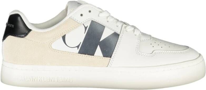 Calvin Klein Sportieve Vetersneakers Wit Print Logo Multicolor Heren