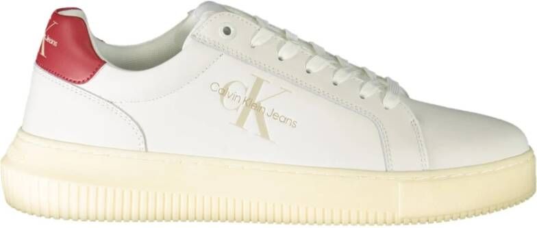 Calvin Klein Sportieve witte vetersneakers met print White Heren