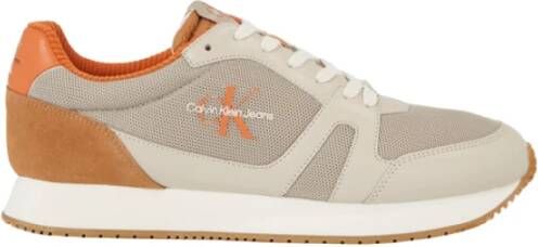 Calvin Klein Bruine Sneakers met Ronde Neus en Textiel Synthetisch Bovenwerk Brown Dames