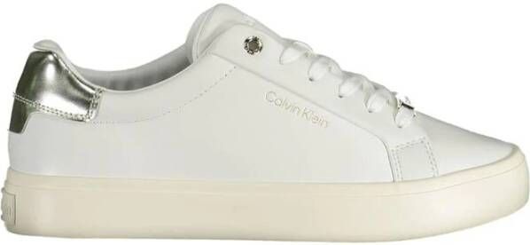 Calvin Klein Witte Polyester Sneaker met Veters en Contrasterende Details Wit Heren