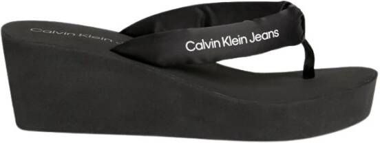 Calvin Klein Jeans Zwarte Casual Textiel Dames Sandalen Black Dames