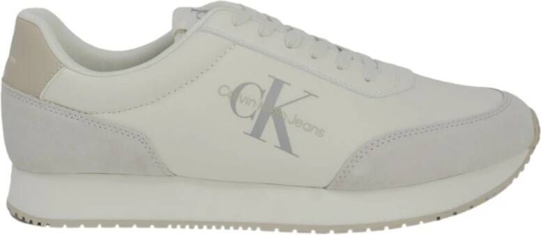 Calvin Klein Witte katoenen sneakers met veters Multicolor Heren