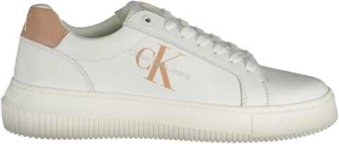 Calvin Klein Witte Lage-Top Polyester Sneakers White Dames