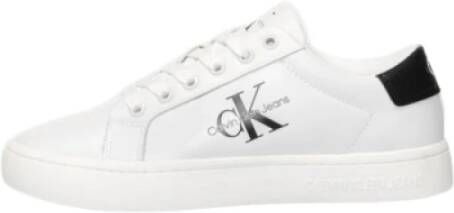 Calvin Klein Witte Leren Veterschoenen White Dames