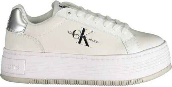 Calvin Klein Witte polyester sneakers met sleehak White Dames