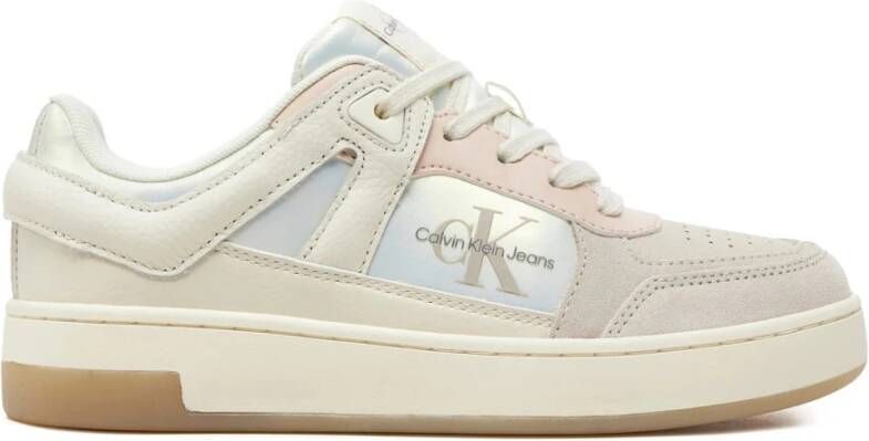 Calvin Klein Witte Sneakers Leer Hoge Kwaliteit Multicolor Dames