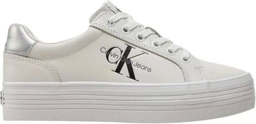 Calvin Klein Witte Sneakers Stijlvol Comfortabel Minimalistisch Rubberen Zool White Dames