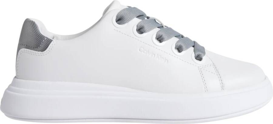 Calvin Klein Witte Leren Sneakers Comfortabele Schuim Binnenzool White Dames