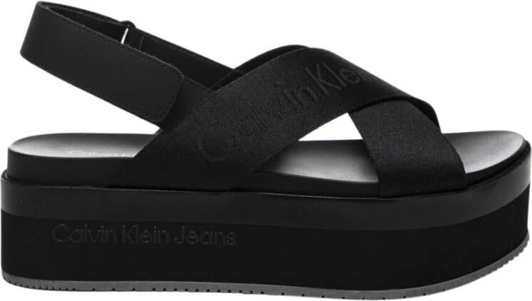 Calvin Klein Jeans Plateau Sandalen Lente Zomer Collectie Black Dames